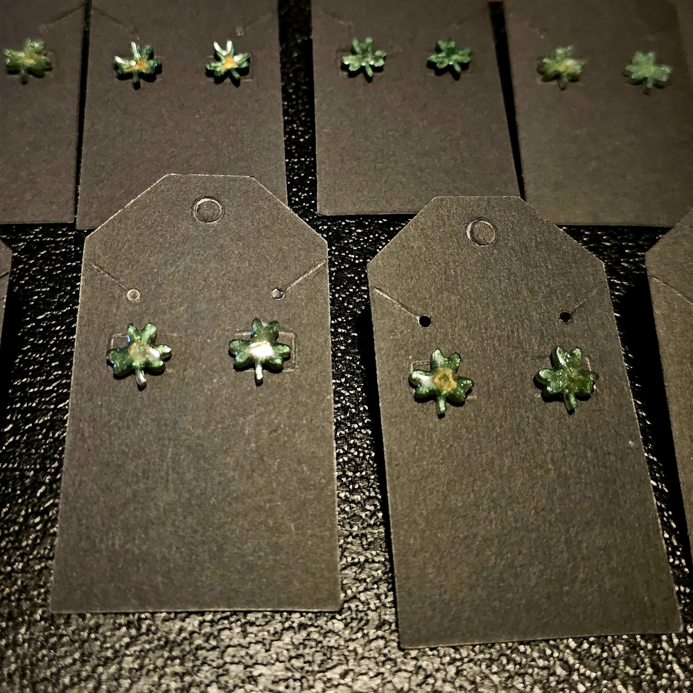 Green Clover Stud Earrings - Delicate Women’s Jewelry